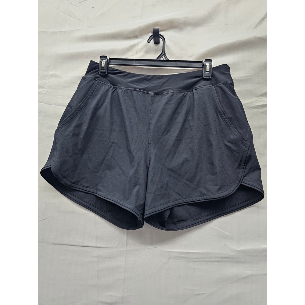 Lands' End Womens Lined Active Shorts Black Polyester Blend Workout Size XL